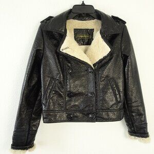 South Pole  Moto Style Faux Leather Black Double Breast Jacket Women's Small